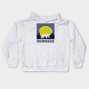 minimalistic yellow sunrise with polar bear Kids Hoodie